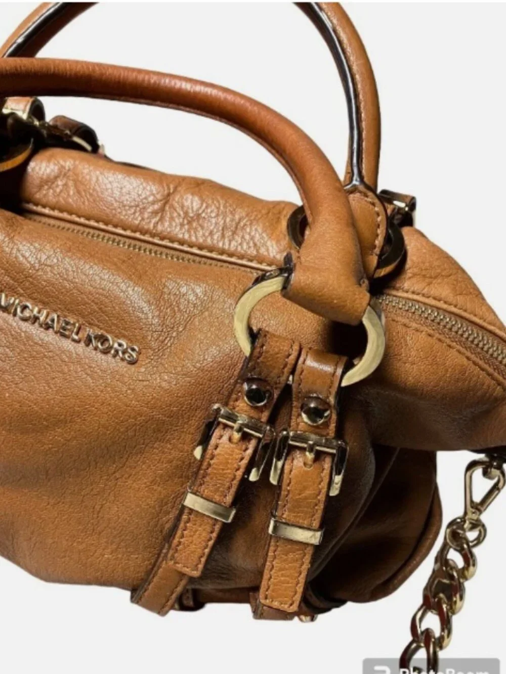 MICHAEL KORS BEDFORD COGNAC LEATHER SHOULDER BAG